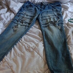 Re-Wash Blue Denim Distressed  Jeans‎ In Womens Sz 13/14